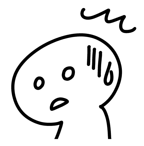 困った顔をしたキャラクターのシンプルな黒線イラスト。日本語のアダルトアフィリエイト情報サイトに関連するイメージです。.