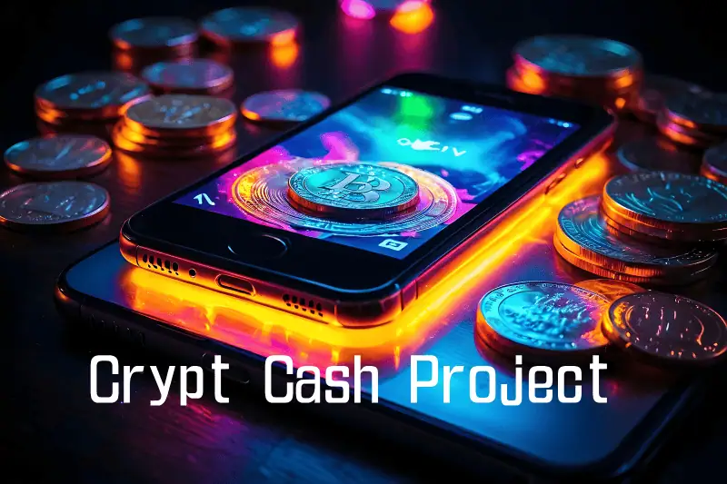 暗号通貨とスマートフォンの画像、デジタル通貨、暗号資産、仮想通貨取引、クリプトキャッシュ、投資、ブロックチェーン技術、稼げる方法に関連する画像です.