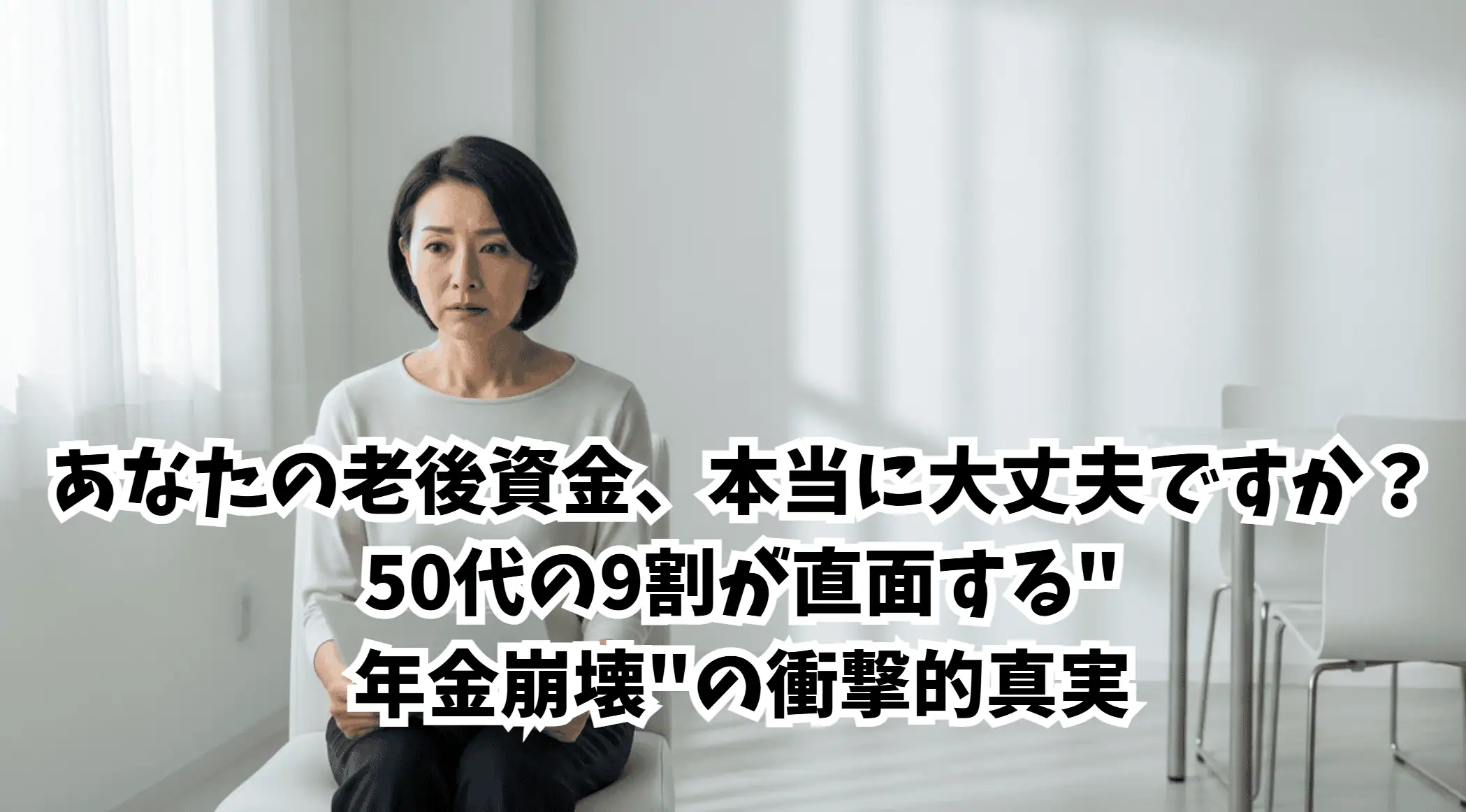 老後資金に関する女性の不安を表現した画像、シニア世代の年金・老後資金問題をテーマにしたシニア女性の悩みや心配事を描写しています。.