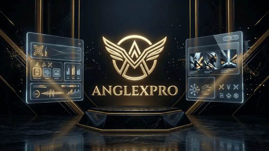 ANGLE X PROのロゴとインターフェースの画像、AI技術を活用したアダルトコンテンツ制作と収益化の最新ツールを示すビジュアル。.