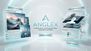 ANGLEXの画像生成・編集ツールの紹介画像。高度なAI技術を活用したアダルト画像の作成と編集が可能なプラットフォームを示しています。.