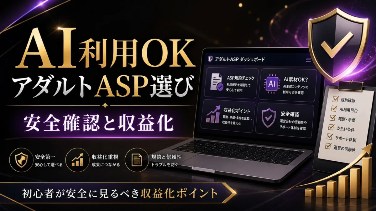 AI利用OK アダルトASP選び 安全確認と収益化