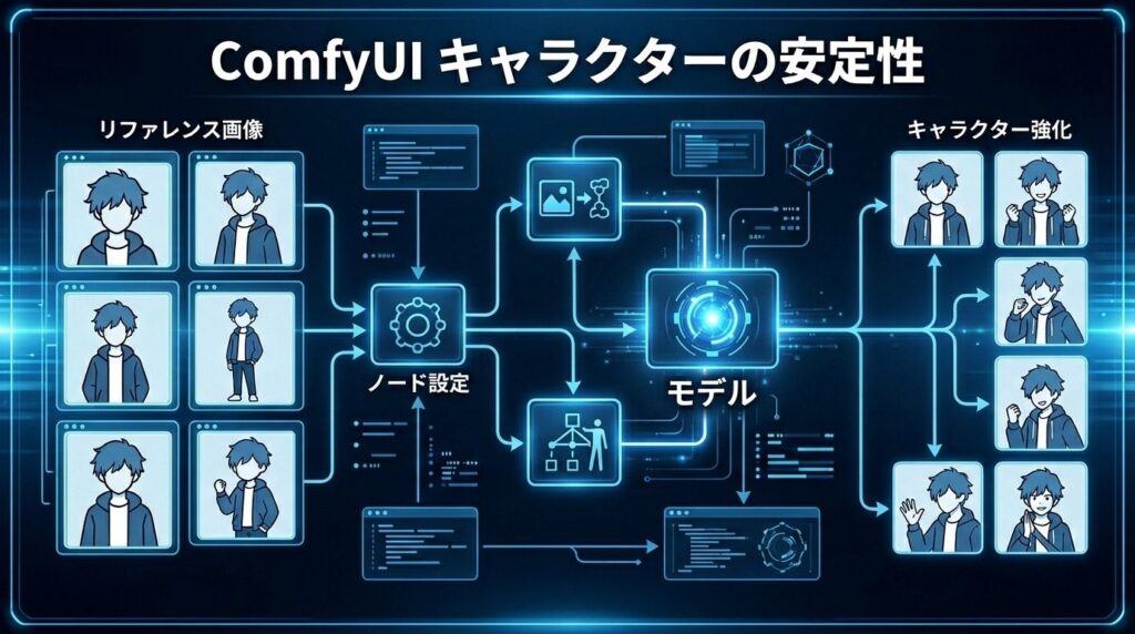 ComfyUI キャラ一貫性 ワークフロー