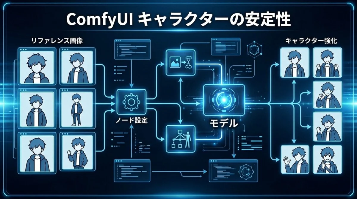 ComfyUI キャラ一貫性 ワークフロー